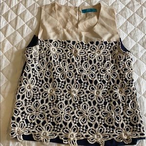 Cotton Lace and Navy Tank